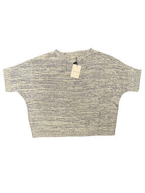 Pepaloves Womens Crop Sweater Blue Heathered Short Sleeve Crew Neck S New W Tags